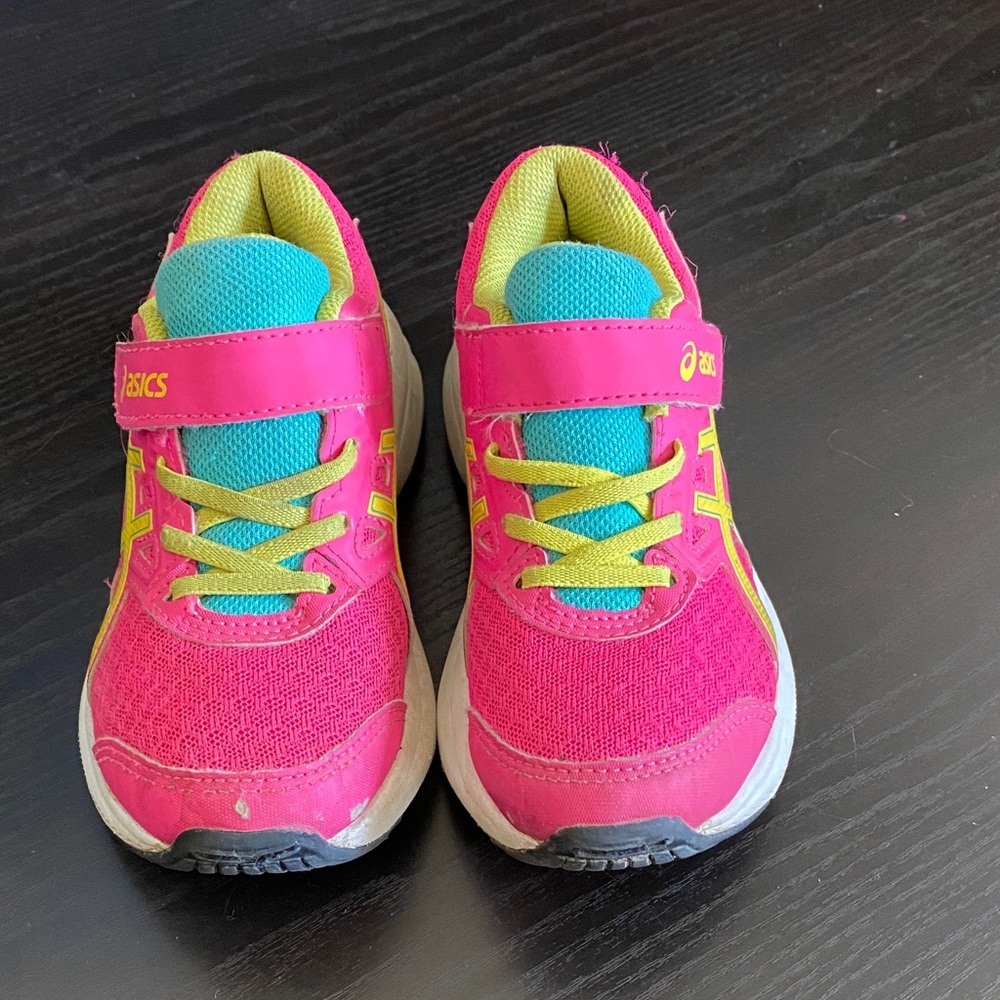 Asics Kids Pink Teal Lime Athletic Sneakers